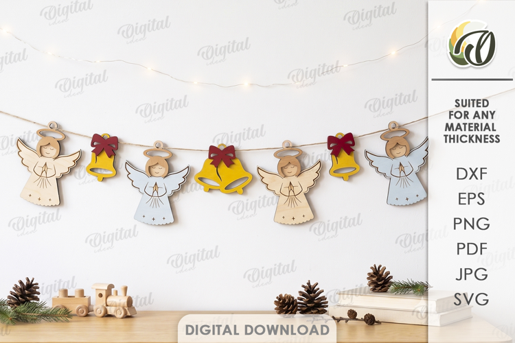 Christmas Banner Laser Cut. Christmas Garland SVG