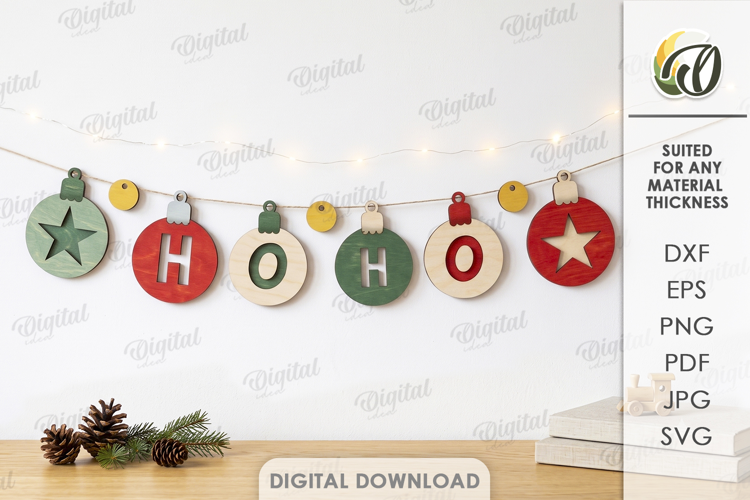 Christmas Banner Laser Cut. Christmas Garland SVG