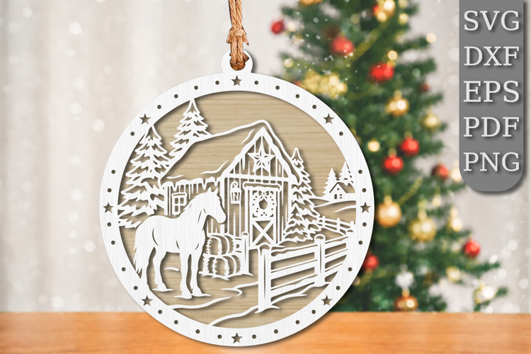 Christmas Barn Scene Laser Cut SVG