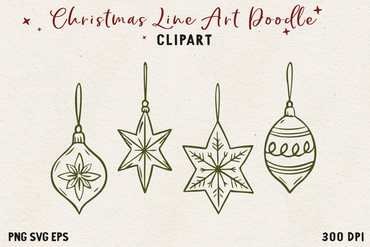 Vintage Hand-Drawn Christmas Illustration| Line Art Clipart