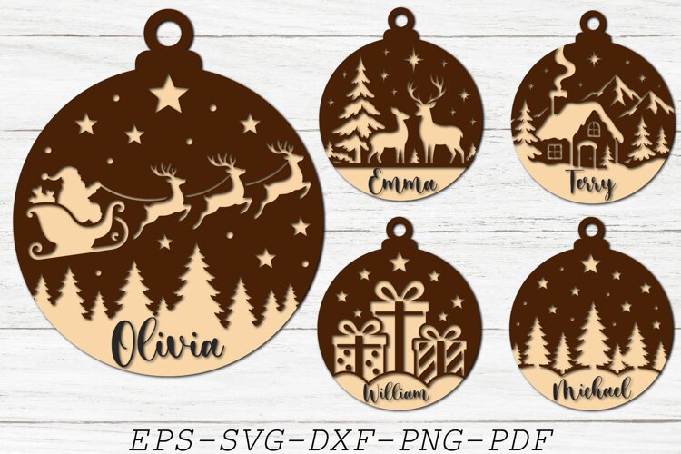 Christmas Bauble Name SVG, Personalized Ornament Svg example image 1