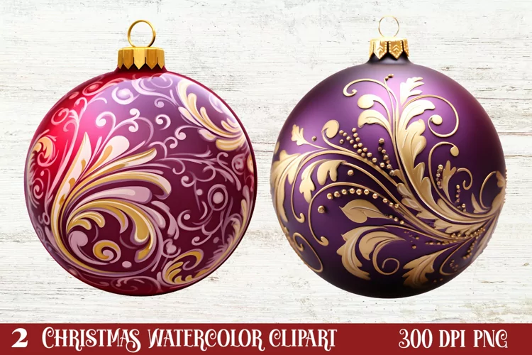 Christmas Bauble Sublimation Clipart, Christmas Bauble