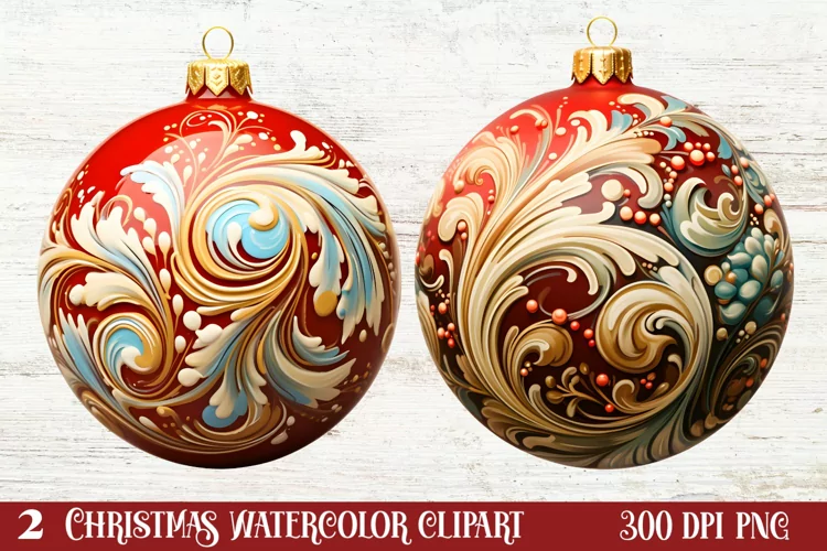 Christmas Bauble Sublimation Clipart, Christmas Bauble