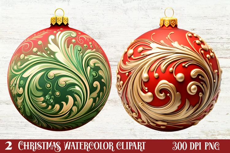 Christmas Bauble Sublimation Clipart, Christmas Bauble