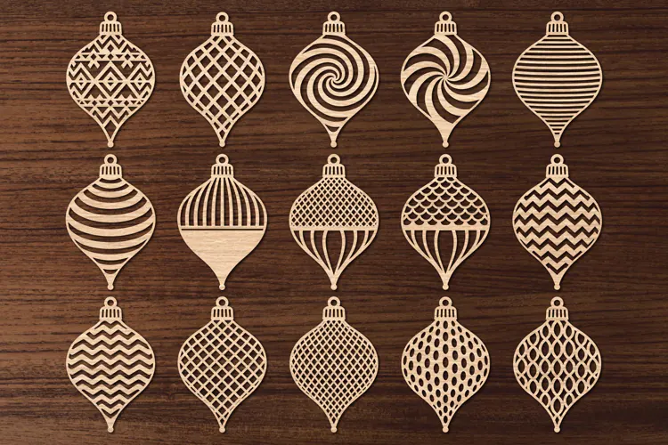 Christmas Bauble SVG, Laser Cut Wood Ornaments