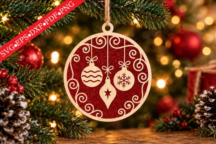 Christmas Bauble Swirl Ornament SVG