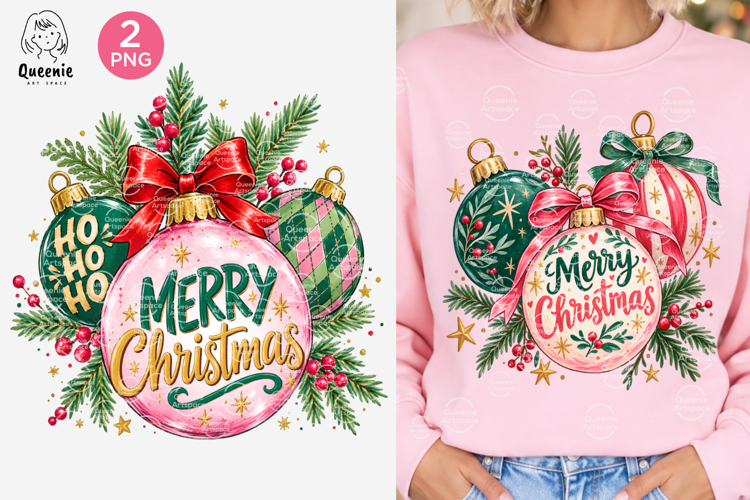 Cozy Vintage Merry Christmas Bauble Ornament Sublimation