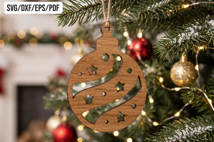 Christmas Bauble Wooden Ornament Laser Cut