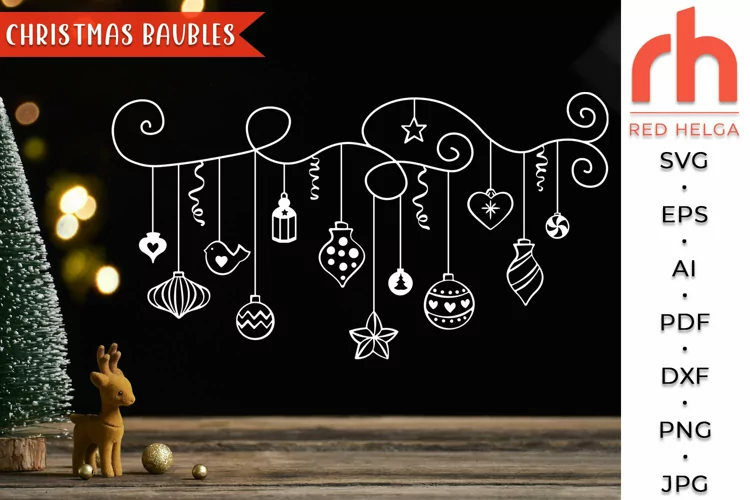 Christmas Baubles SVG, Hanging Balls DXF, Winter Window