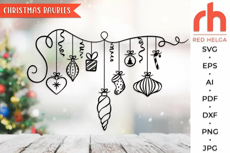 Christmas Baubles SVG, Hanging Balls Cut File, Xmas Design