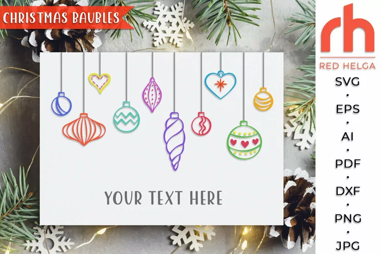 Christmas Baubles SVG, Balls on a String Cut File, Xmas DXF