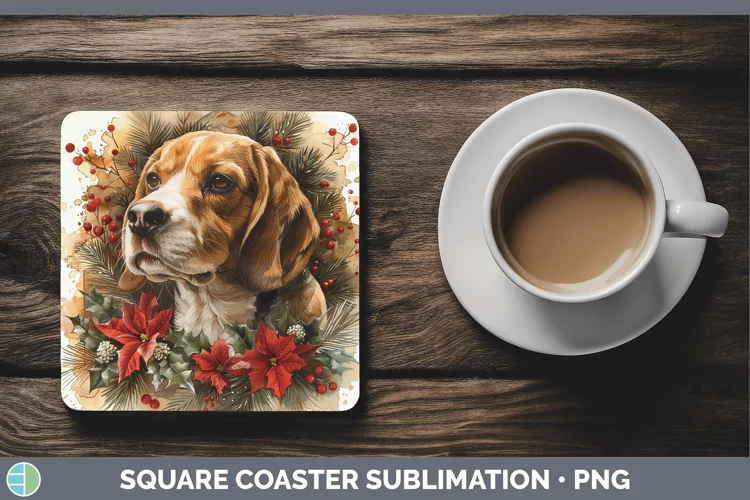 Christmas Beagle Square Coaster Sublimation Coaster Designs
