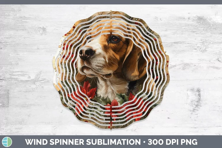 Christmas Beagle Wind Spinner Sublimation Spinner Designs