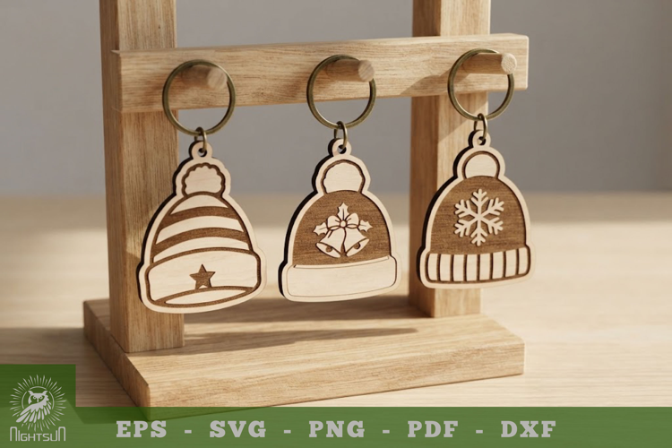 Christmas Beanie Lasercut Keychain