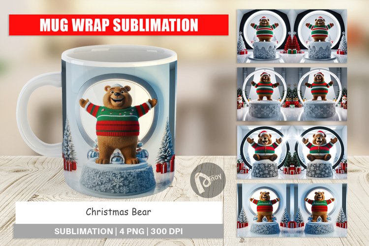 Mug Wrap Design Christmas Bear