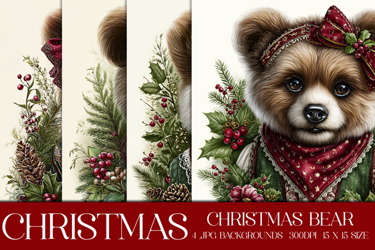 Christmas Background, Christmas Colorful Bear Backgrounds s1