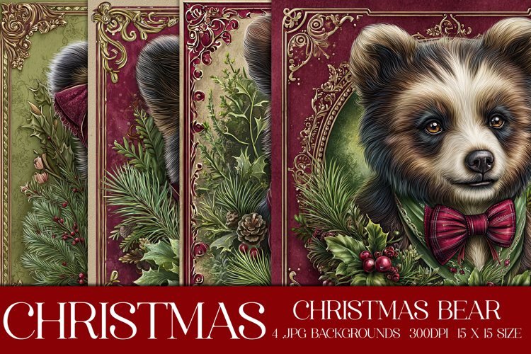 Christmas Background, Christmas Colorful Bear Backgrounds s3
