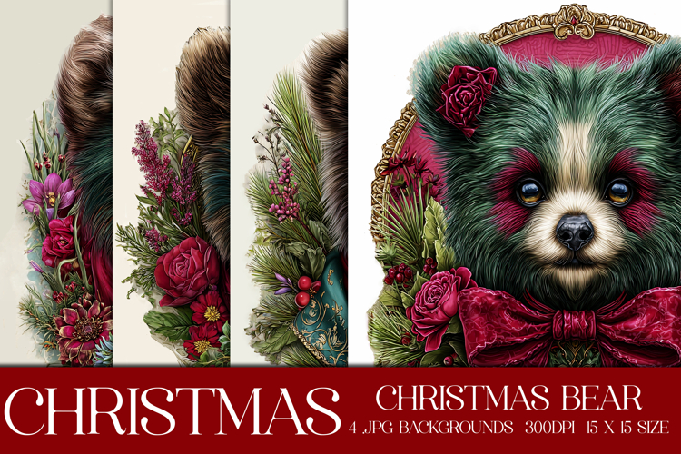 Christmas Background, Christmas Colorful Bear Backgrounds s4