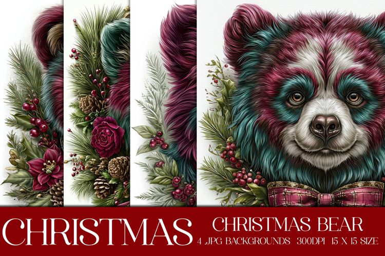 Christmas Background, Christmas Colorful Bear Backgrounds s5