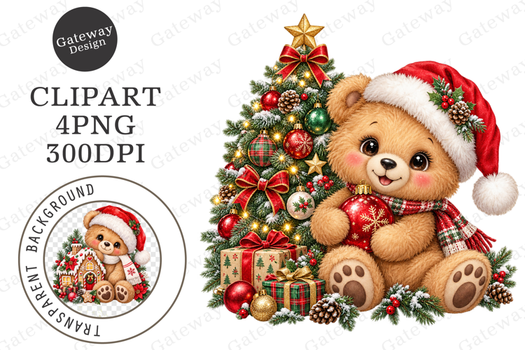 Christmas Bear Clipart PNG