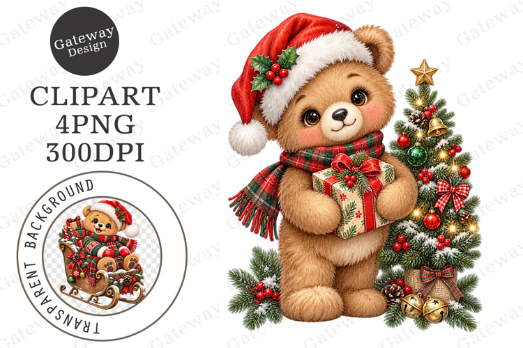 Christmas Bear Clipart PNG