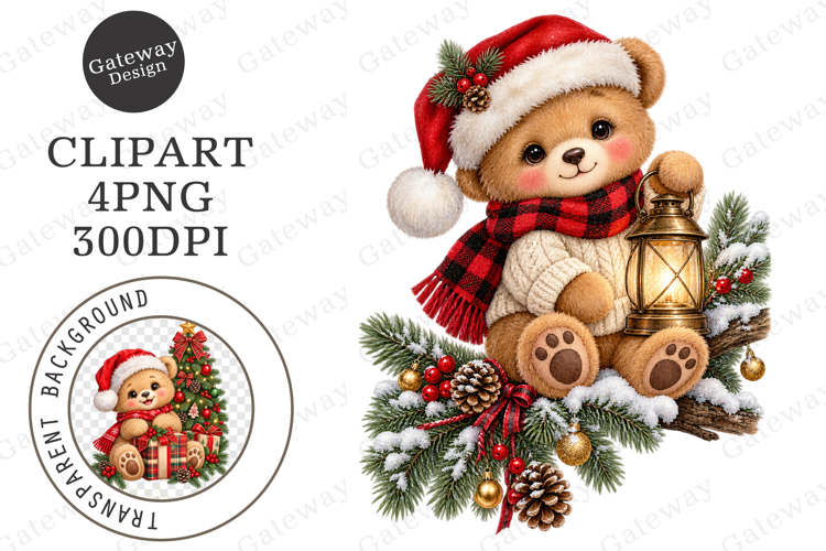 Christmas Bear Clipart PNG