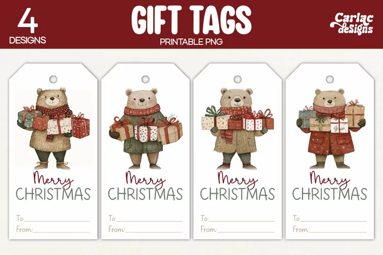 Christmas Gift Tags, Merry Christmas Printable Tags