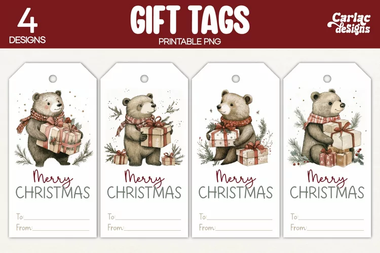 Christmas Gift Tags, Merry Christmas Printable Tags