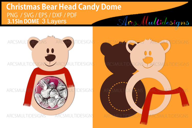 Christmas Bear head Candy dome holder