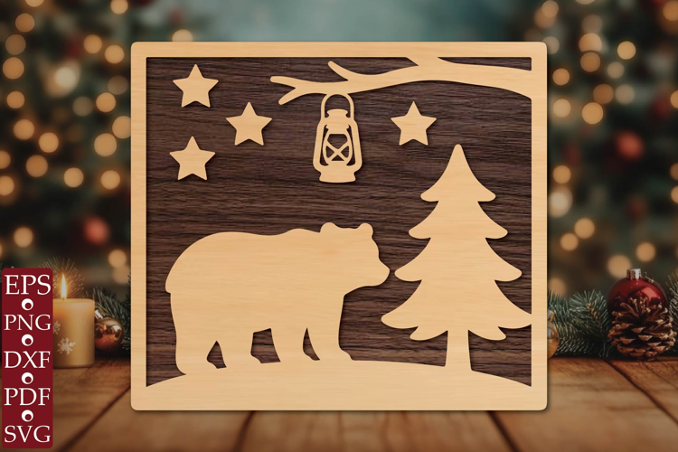 Christmas Bear SVG Laser Cut Design