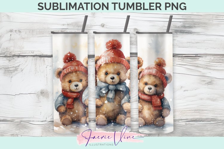 Christmas Bears Sublimation Tumbler PNG example image 1