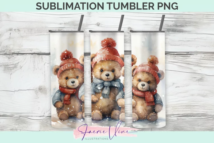 Christmas Bears Sublimation Tumbler PNG