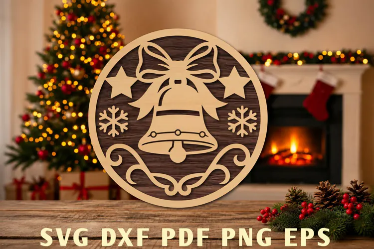 Christmas Bell Bow Laser Cut SVG
