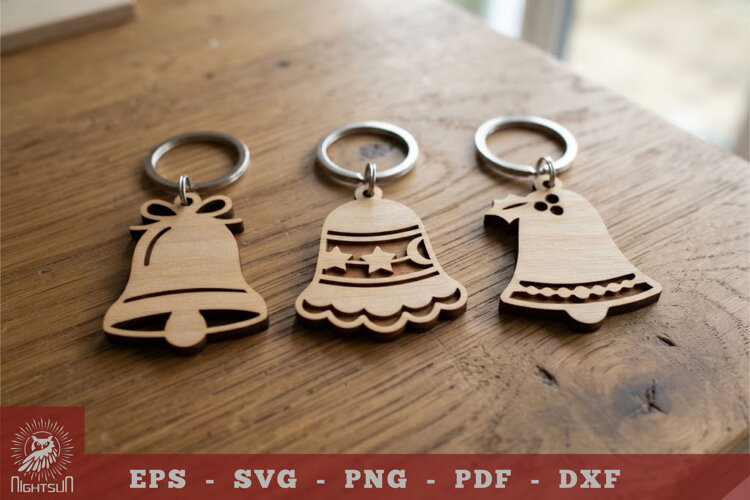 Christmas Bell Lasercut Keychain Collection example image 1