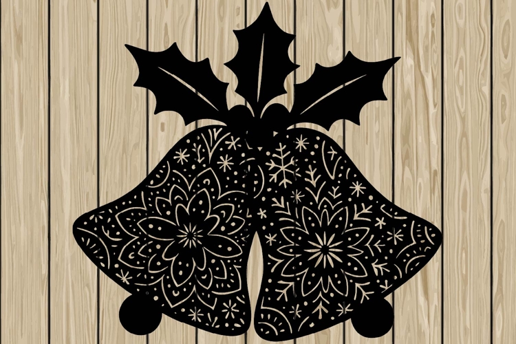 Christmas bells mandala stencil silhouette SVG