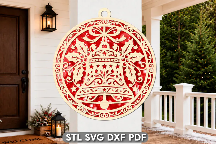 Christmas Bell Ornament Laser Cut SVG