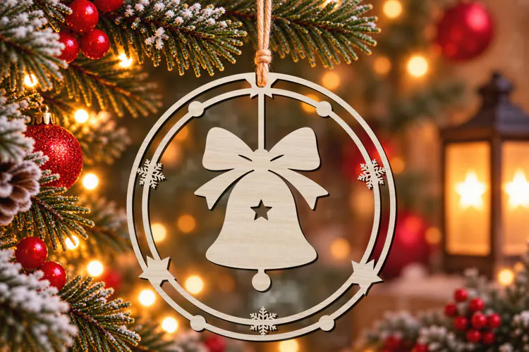 Christmas Bell Ornament Laser Cut SVG