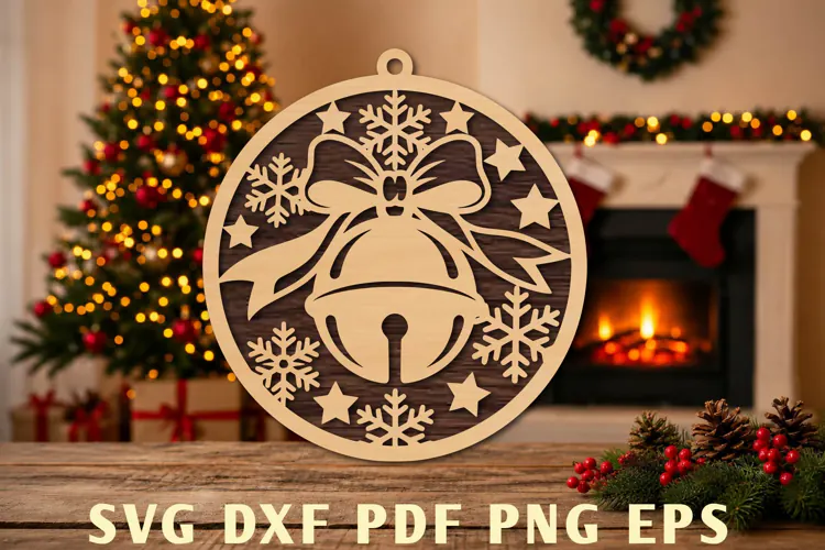 Christmas Bell Ornament Laser Cut SVG