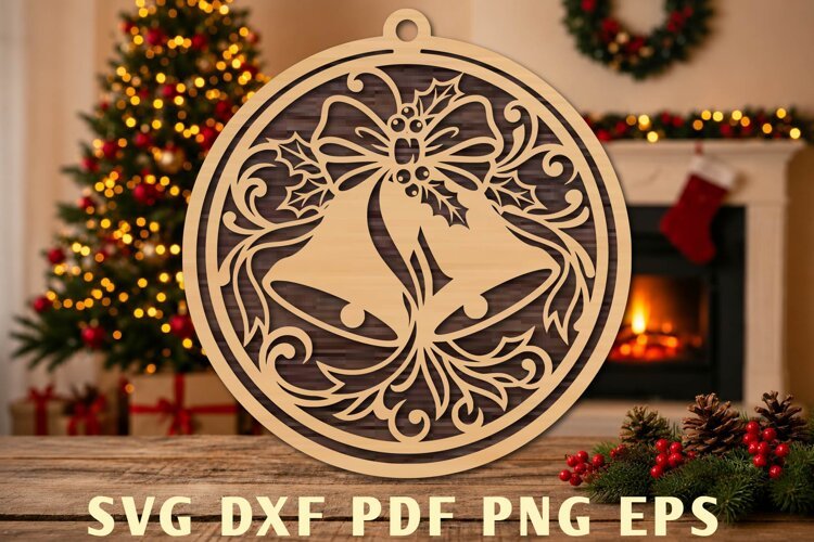 Christmas Bells Ornament Laser Cut SVG example image 1