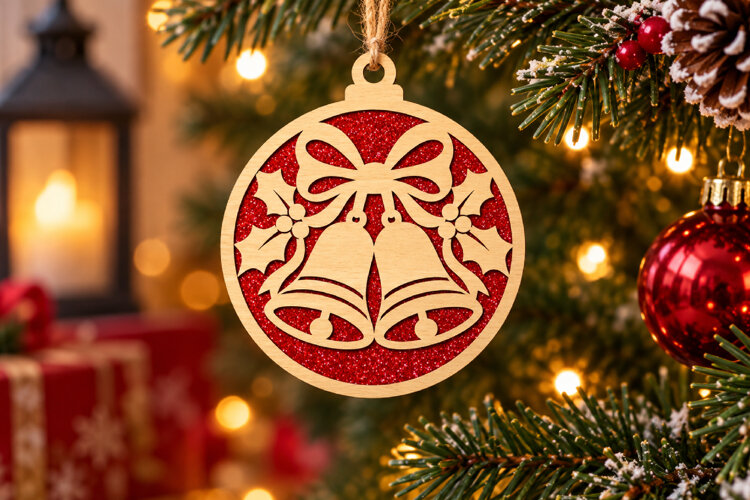 Christmas Bells Ornament Laser SVG File example image 1