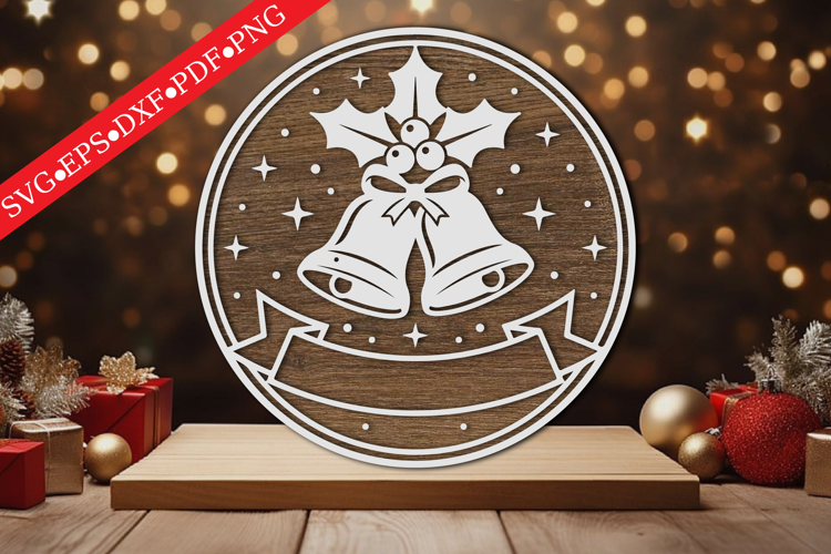 Christmas Bells Round Sign SVG