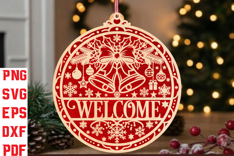 Christmas Bells Welcome Laser Cut SVG