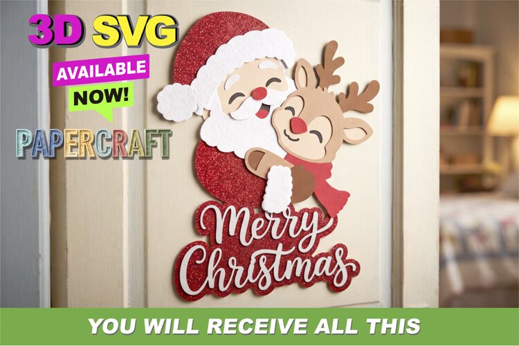 Adorable Christmas Best Friends 3D SVG example image 1