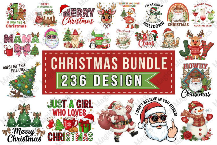 Christmas Big Sublimation Bundle | 236 Christmas PNG Design