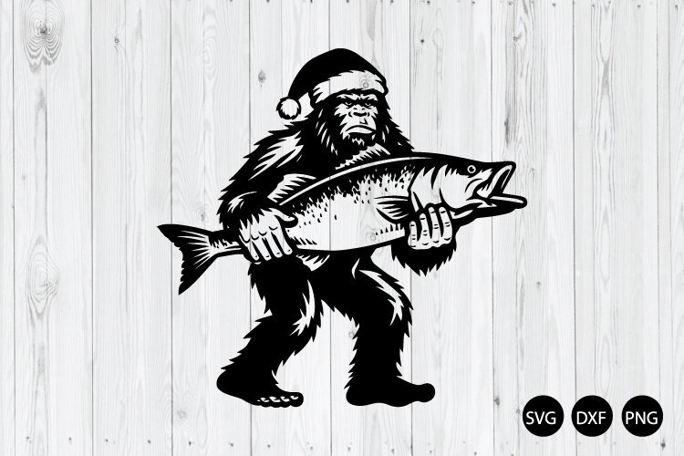 Merry Fishmas SVG, Funny Bigfoot Fishing SVG example image 1