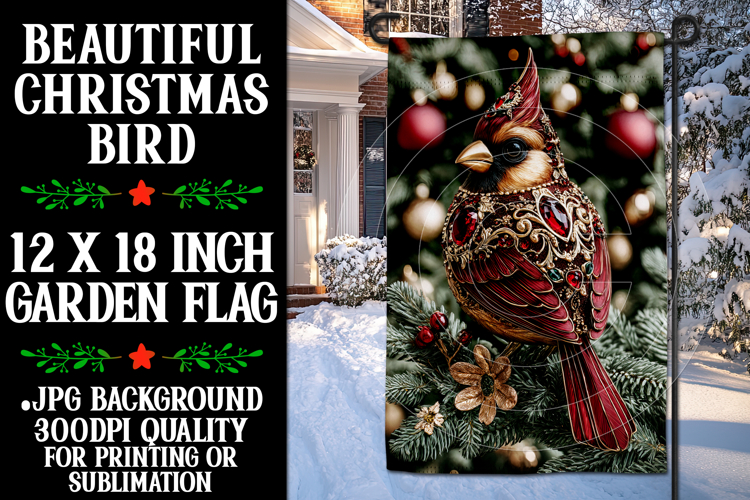 Christmas Garden Flag, Christmas Bird Garden Flag, d1