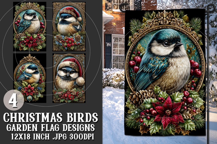 Christmas Garden Flag, Christmas Bird Garden Flags, s4