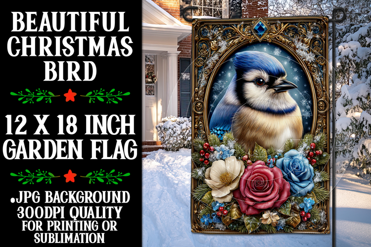 Christmas Garden Flag, Christmas Bird Garden Flag, d19