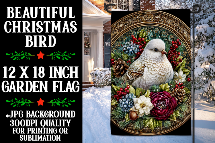 Christmas Garden Flag, Christmas Bird Garden Flag, d2