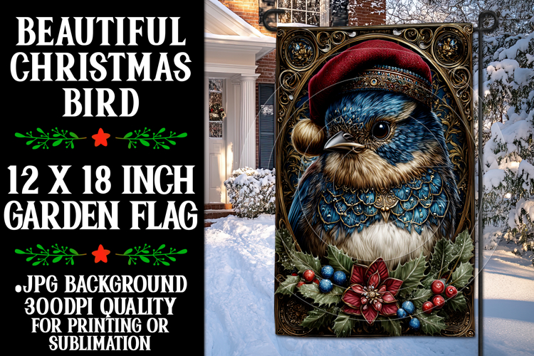 Christmas Garden Flag, Christmas Bird Garden Flag, d22